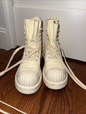 Acne Studios Ivory High-Top Lace-Up Boots